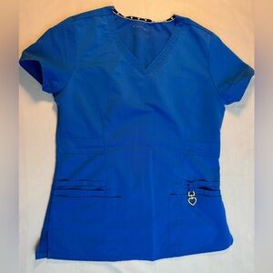HeartSoul Women's V-Neck Scrub Top in Royal Blue